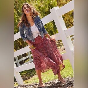 Maurices orange skirt with paisley design